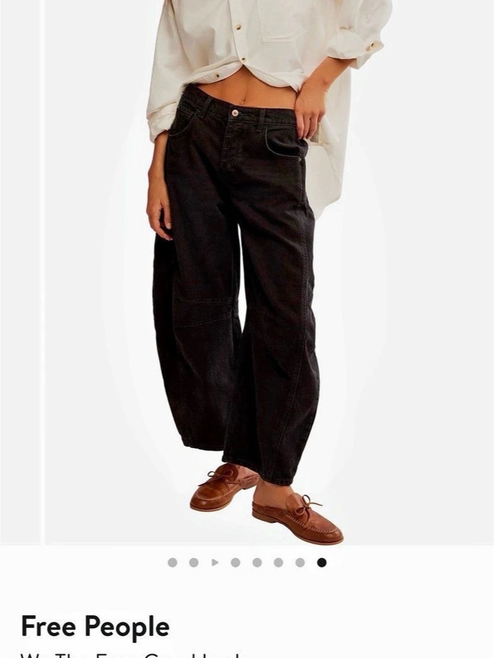 Free People We The Free Good Luck Mid Rise Barrel Jeans Black Waist 24